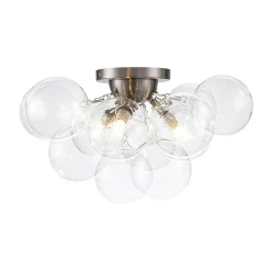 (OpenBox) 3-Light Brass Cluster Clear Glass Globe Bubble Ceiling Light