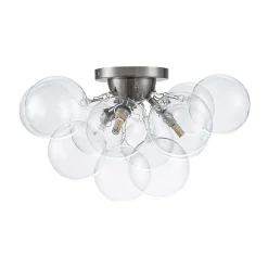 (OpenBox) 3-Light Brass Cluster Clear Glass Globe Bubble Ceiling Light