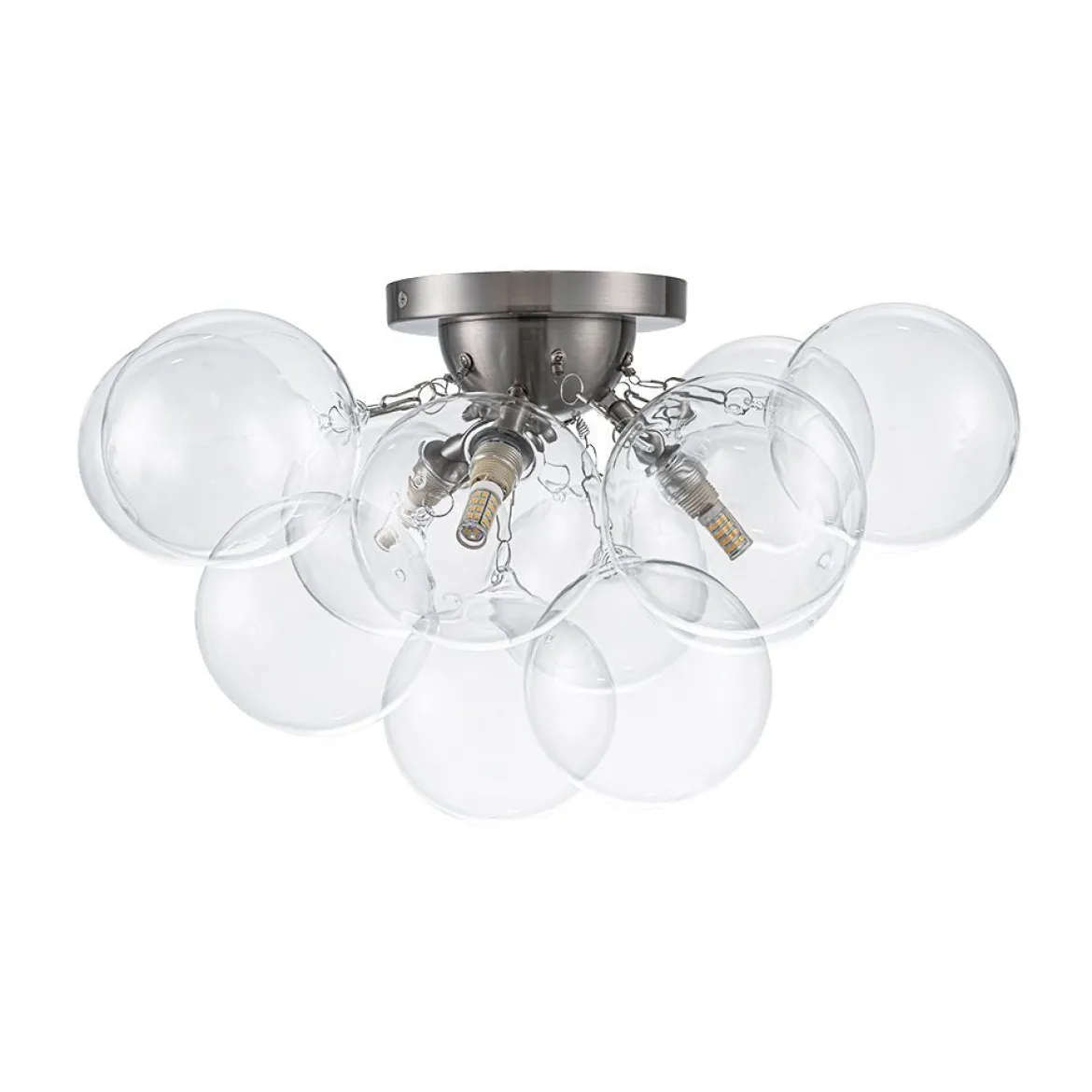 (OpenBox) 3-Light Brass Cluster Clear Glass Globe Bubble Ceiling Light