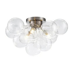(OpenBox) 3-Light Brass Cluster Clear Glass Globe Bubble Ceiling Light