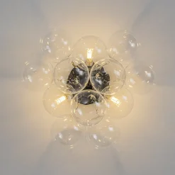 (OpenBox) 3-Light Brass Cluster Clear Glass Globe Bubble Ceiling Light