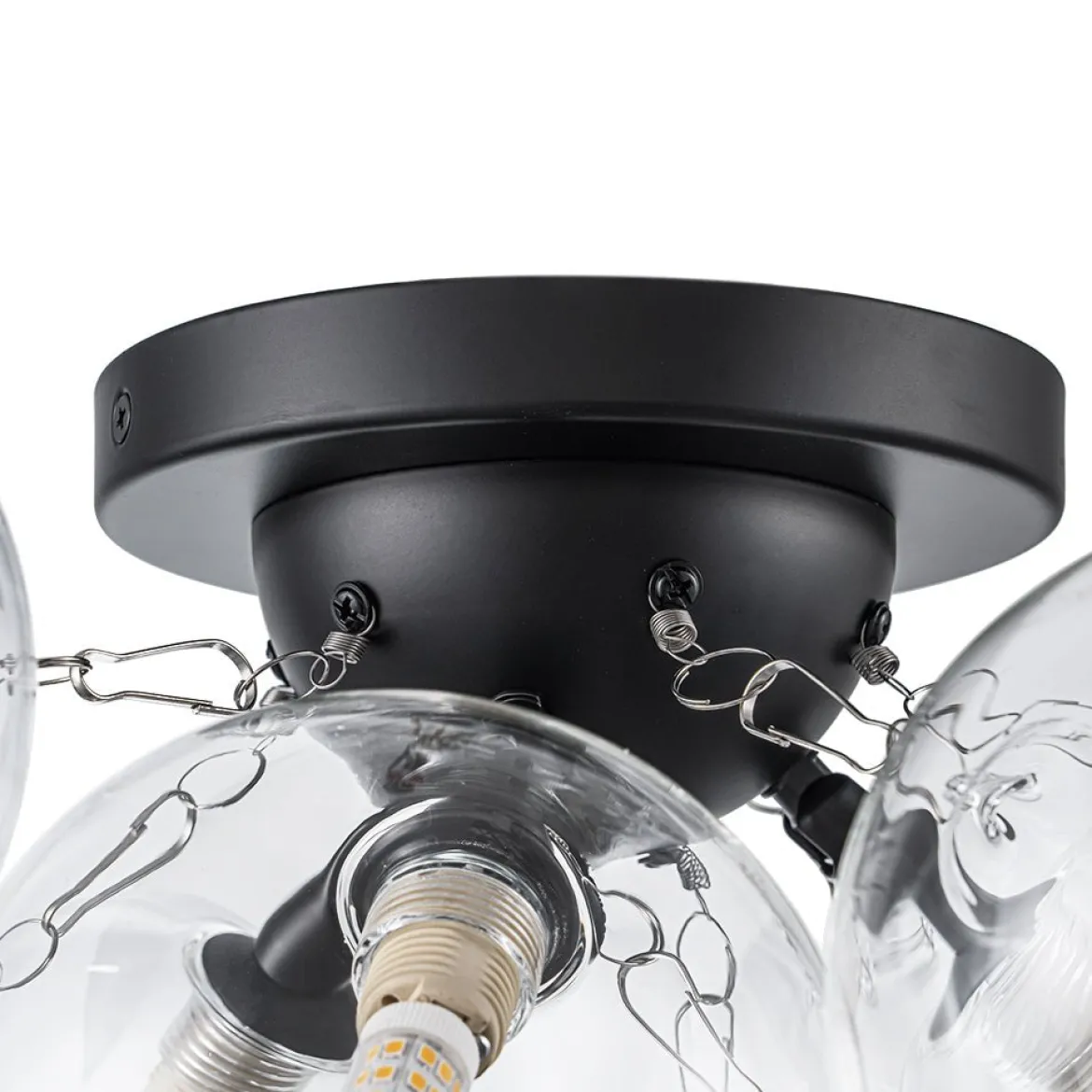 (OpenBox) 3-Light Brass Cluster Clear Glass Globe Bubble Ceiling Light