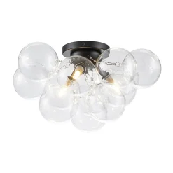 (OpenBox) 3-Light Brass Cluster Clear Glass Globe Bubble Ceiling Light