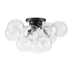 (OpenBox) 3-Light Brass Cluster Clear Glass Globe Bubble Ceiling Light