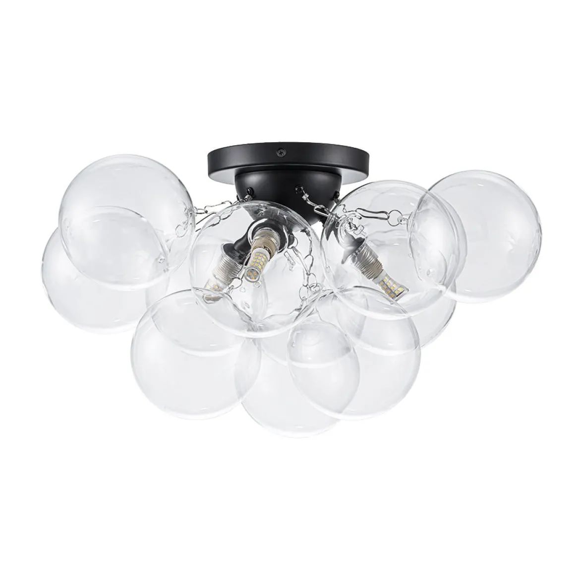 (OpenBox) 3-Light Brass Cluster Clear Glass Globe Bubble Ceiling Light