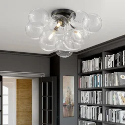 (OpenBox) 3-Light Brass Cluster Clear Glass Globe Bubble Ceiling Light
