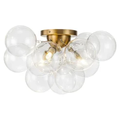 (OpenBox) 3-Light Brass Cluster Clear Glass Globe Bubble Ceiling Light