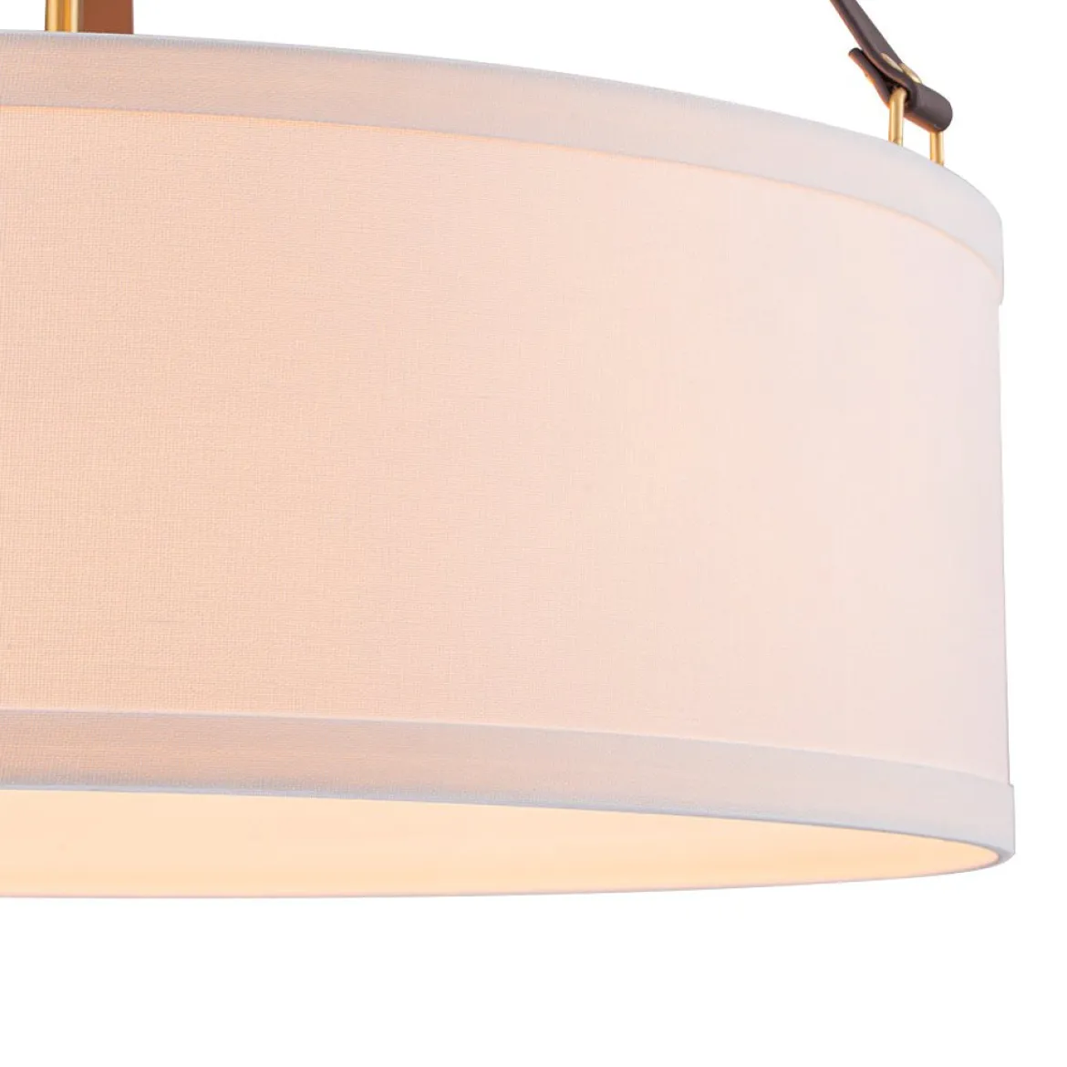 (OpenBox) 4-Light Brass White Linen Wide Drum Cage Pendant Light