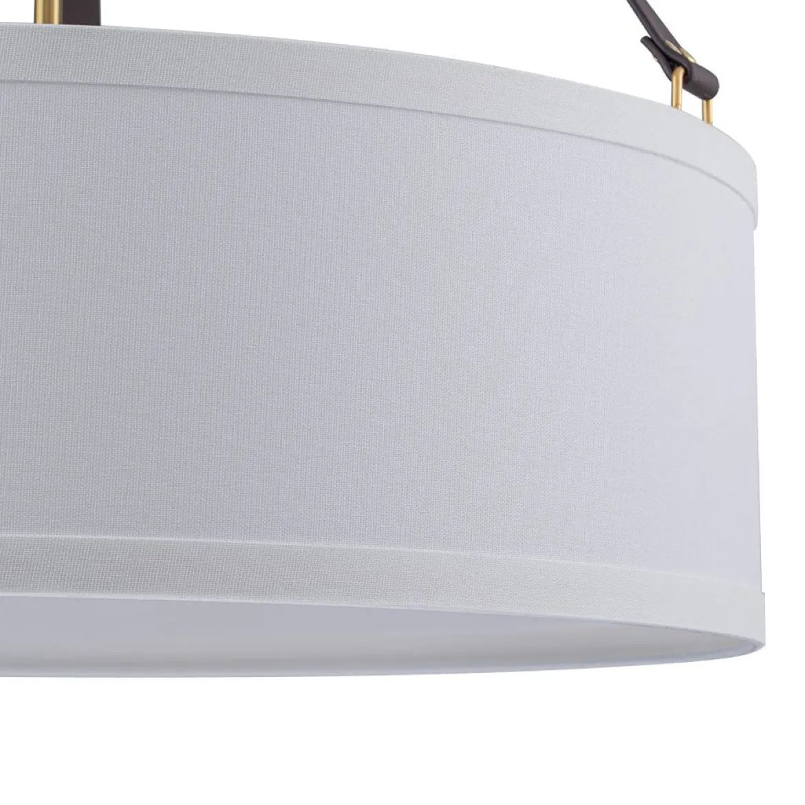 (OpenBox) 4-Light Brass White Linen Wide Drum Cage Pendant Light