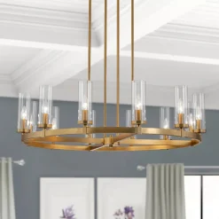 (OpenBox) 12-Light Clear Glass Shade Wagon Wheel Chandelier