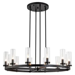 (OpenBox) 12-Light Clear Glass Shade Wagon Wheel Chandelier