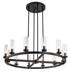 (OpenBox) 12-Light Clear Glass Shade Wagon Wheel Chandelier