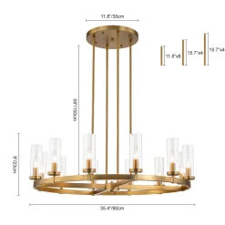 (OpenBox) 12-Light Clear Glass Shade Wagon Wheel Chandelier