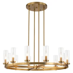 (OpenBox) 12-Light Clear Glass Shade Wagon Wheel Chandelier