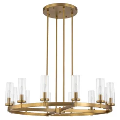 (OpenBox) 12-Light Clear Glass Shade Wagon Wheel Chandelier