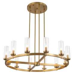 (OpenBox) 12-Light Clear Glass Shade Wagon Wheel Chandelier