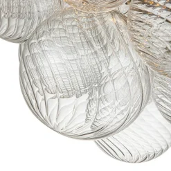 (OpenBox) 3-Light Cluster Ribbed Glass Bubble Semi Flush Chandelier