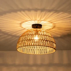 (OpenBox) 1-Light Coastal Bohemian Woven Rope Dome Pendant