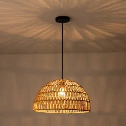 (OpenBox) 1-Light Coastal Bohemian Woven Rope Dome Pendant