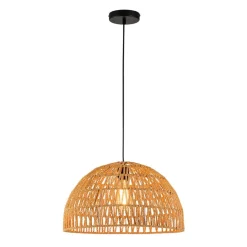 (OpenBox) 1-Light Coastal Bohemian Woven Rope Dome Pendant