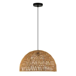(OpenBox) 1-Light Coastal Bohemian Woven Rope Dome Pendant