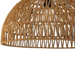 (OpenBox) 1-Light Coastal Bohemian Woven Rope Dome Pendant
