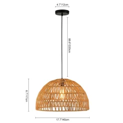 (OpenBox) 1-Light Coastal Bohemian Woven Rope Dome Pendant