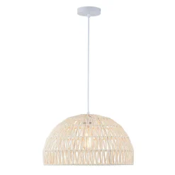 (OpenBox) 1-Light Coastal Bohemian Woven Rope Dome Pendant