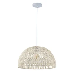 (OpenBox) 1-Light Coastal Bohemian Woven Rope Dome Pendant