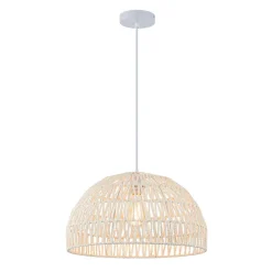 (OpenBox) 1-Light Coastal Bohemian Woven Rope Dome Pendant