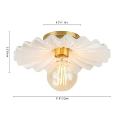 (OpenBox) 1-Light Creamy Ceramic Shade Semi Flush Mount