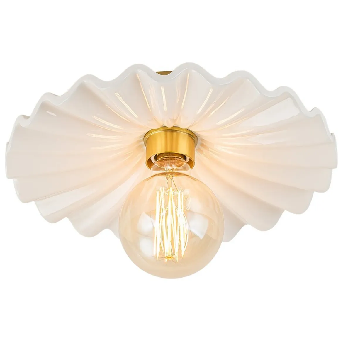 (OpenBox) 1-Light Creamy Ceramic Shade Semi Flush Mount