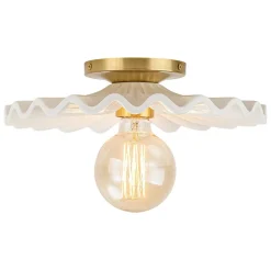 (OpenBox) 1-Light Creamy Ceramic Shade Semi Flush Mount