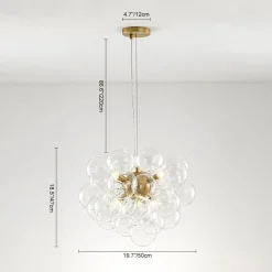 (OpenBox) 6-Light Dimmable Brass Cluster Clear Glass Bubble Sphere Chandelier