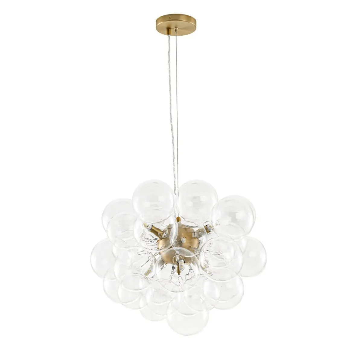 (OpenBox) 6-Light Dimmable Brass Cluster Clear Glass Bubble Sphere Chandelier