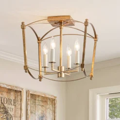 (OpenBox) 4-light French Antique Candle Style Lantern Semi Flush