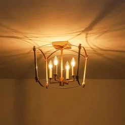 (OpenBox) 4-light French Antique Candle Style Lantern Semi Flush