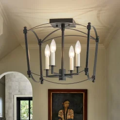 (OpenBox) 4-light French Antique Candle Style Lantern Semi Flush