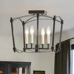 (OpenBox) 4-light French Antique Candle Style Lantern Semi Flush