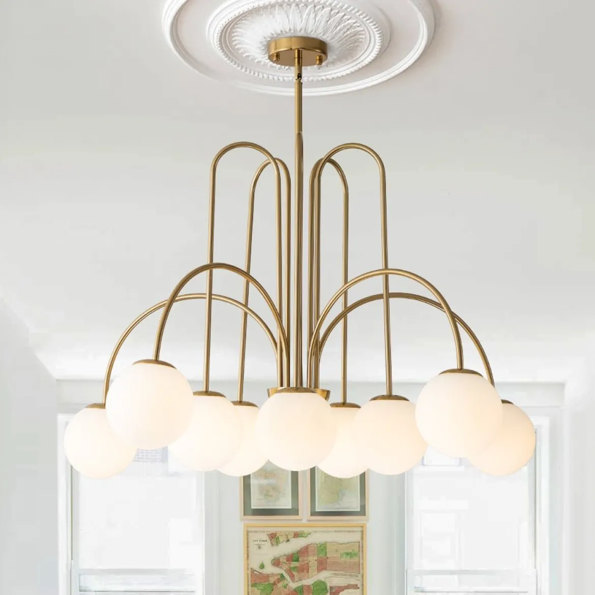 (OpenBox) 10-Light Frosted Glass Globe Bubble Chandelier