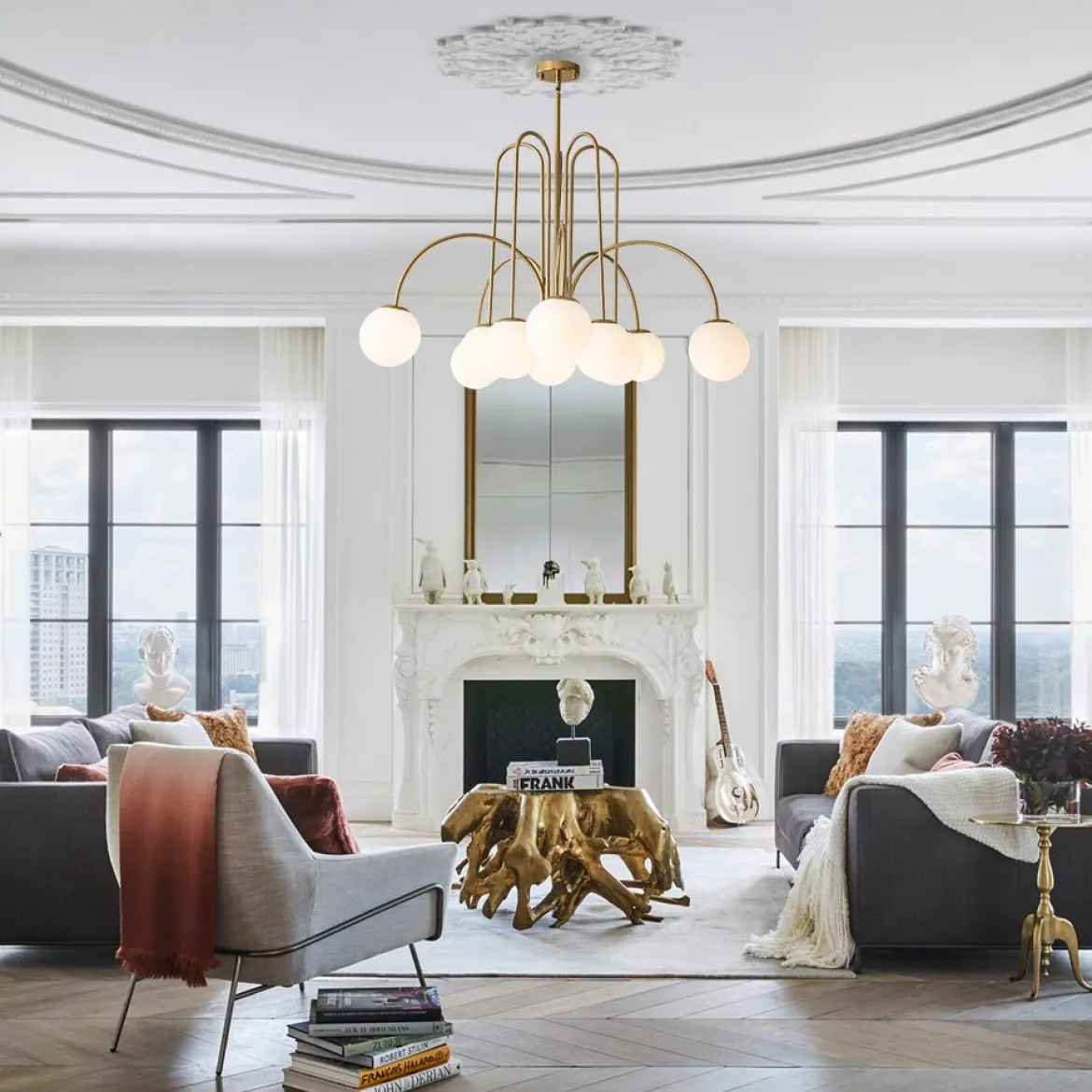 (OpenBox) 10-Light Frosted Glass Globe Bubble Chandelier