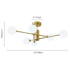 (OpenBox) 6-Light Opal Glass Globe Linear Sputnik Semi Flush