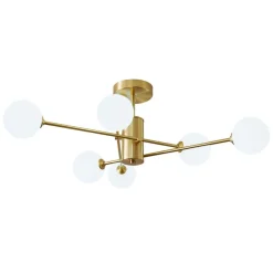(OpenBox) 6-Light Opal Glass Globe Linear Sputnik Semi Flush