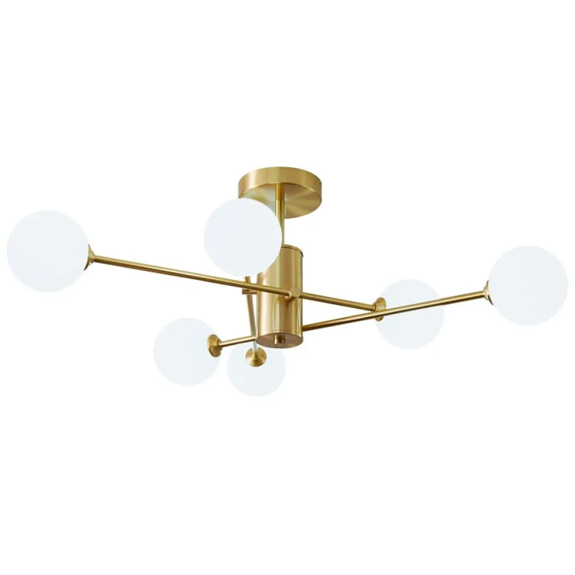 (OpenBox) 6-Light Opal Glass Globe Linear Sputnik Semi Flush