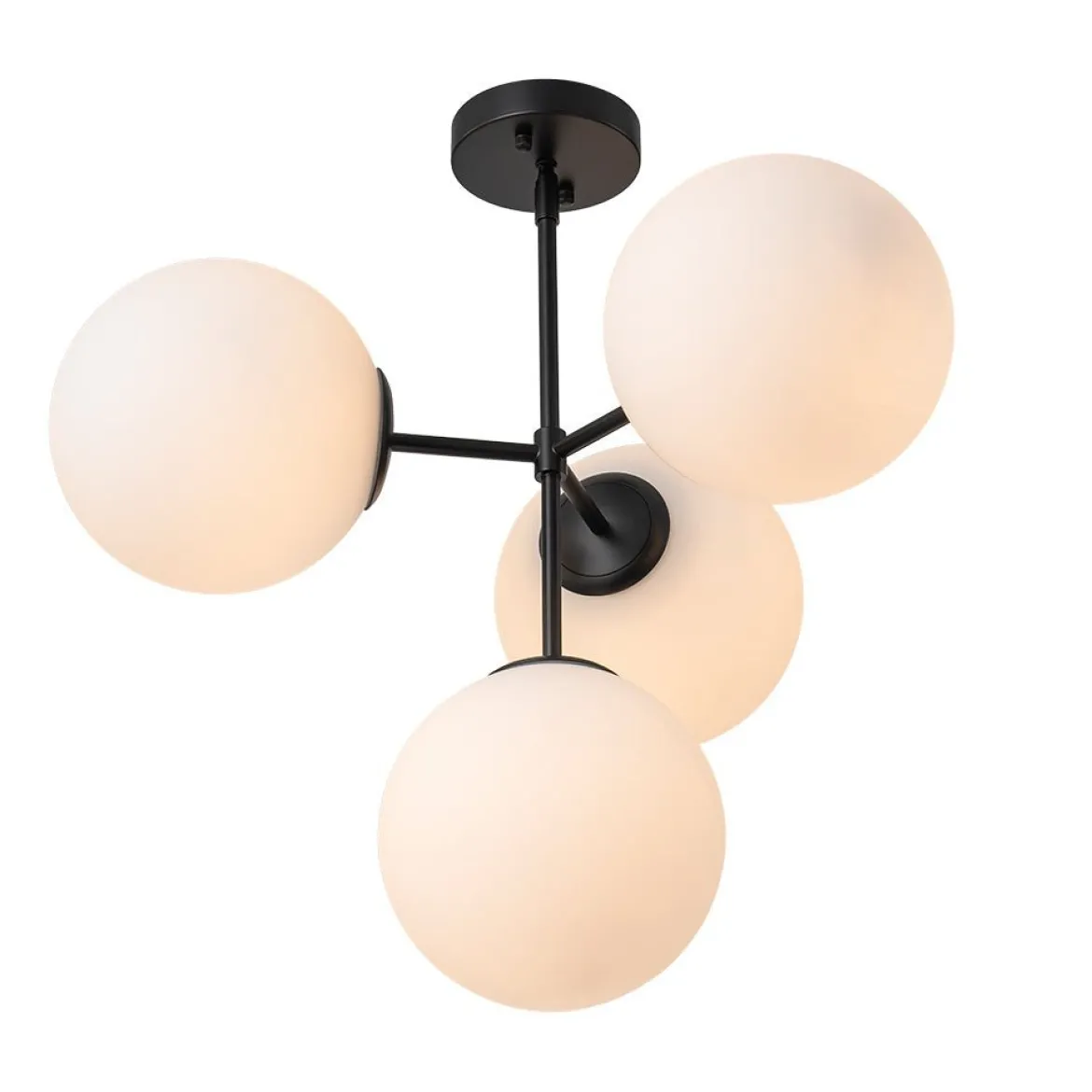 (OpenBox) 4-Light Opal Glass Globe Sputnik Semi Flush Chandelier