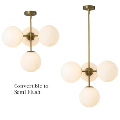 (OpenBox) 4-Light Opal Glass Globe Sputnik Semi Flush Chandelier