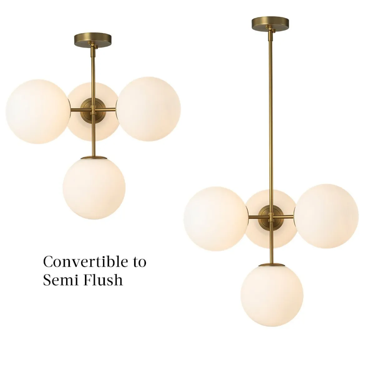 (OpenBox) 4-Light Opal Glass Globe Sputnik Semi Flush Chandelier