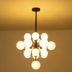 (OpenBox) Mid-Century Frosted Glass Bubble Tiered Sputnik Chandelier