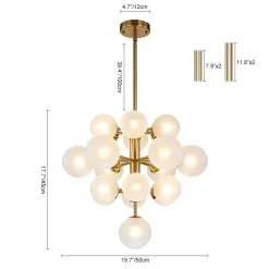 (OpenBox) Mid-Century Frosted Glass Bubble Tiered Sputnik Chandelier