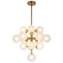(OpenBox) Mid-Century Frosted Glass Bubble Tiered Sputnik Chandelier